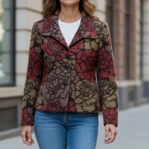 Pendleton Blazer Jacket Wool Blend Floral L Large - Picture 6 of 6